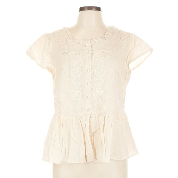April Cornell Cream Blouse with Embroidered Details - Picture 1 of 5
